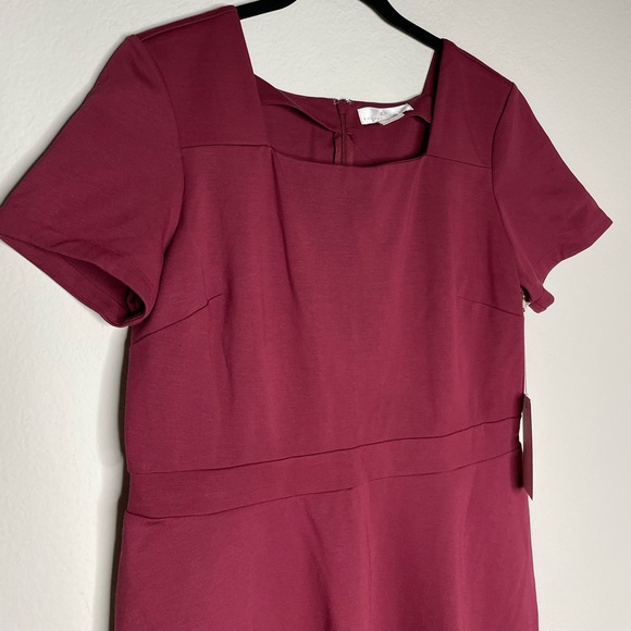 NEW Rachel Parcell Burgundy Square Neck Fit &‎ Flare Dress L Christmas Party - Picture 6 of 9